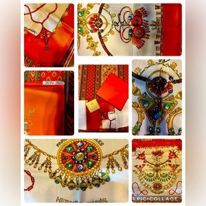 Pristine Authentic Hermes Silk Scarf “Parures Des Sables”
